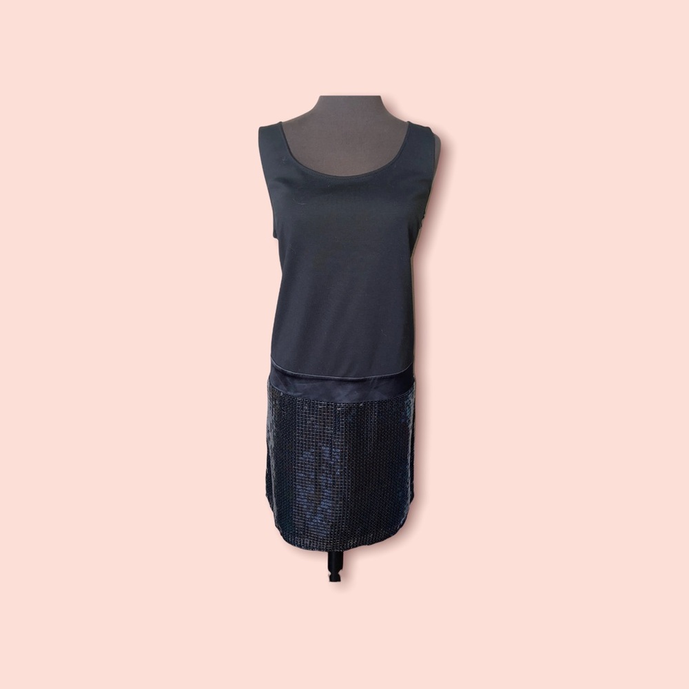 Ann Taylor Loft dress size 10 Black stretch sequins Cocktail Party dress